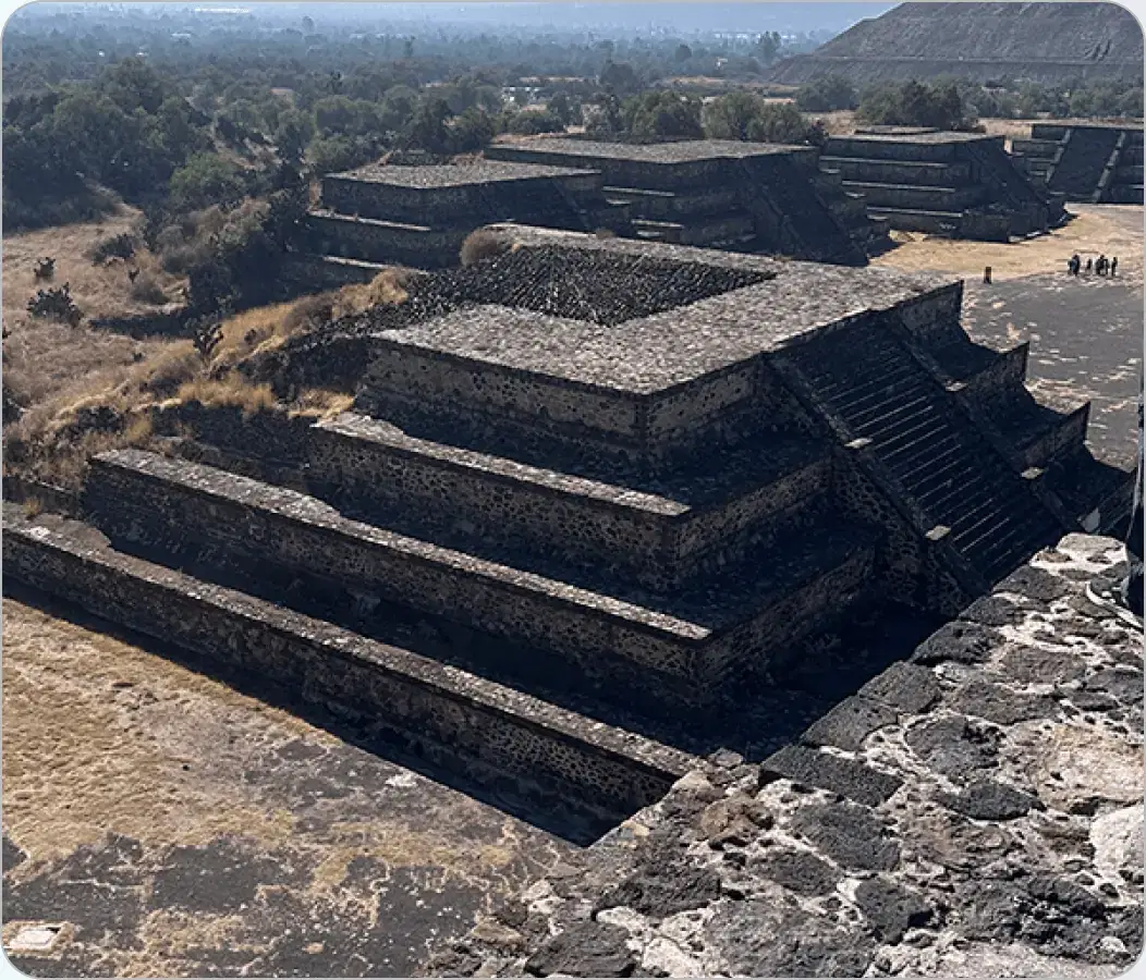 Stepped stone pyramids at a Mexican archaeological site