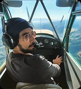 Pilot flying a small plane